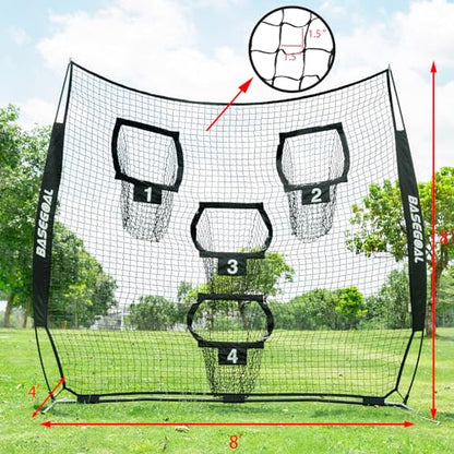 BaseGoal 8ft Football Nets with 4 Target Pockets for Improving Accuracy Throwing - style: Black