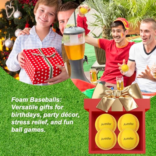 Foam Baseballs 6-Pack - Soft Practice Baseball Training Foam Balls for Kids with Drawstring Bag, Saft for Youth Beginners Batting, Fielding, Hitting, Pitching and Throwing