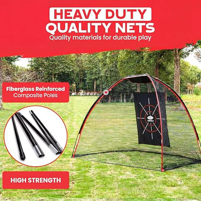 10x7ft Heavy Duty Golf Hitting Net with Swing Path Mat & Turf Insert – Backyard & Garage Golf Practice Net for Real Golf Balls, Indoor Outdoor Full Swing & Chipping
