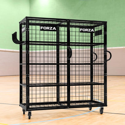FORZA XL Sports Equipment Storage Cabinet & Cart | Portable Rolling Cart with Mesh Shelves & Lockable Design - Ideal for Schools, Gyms and Sports Centers