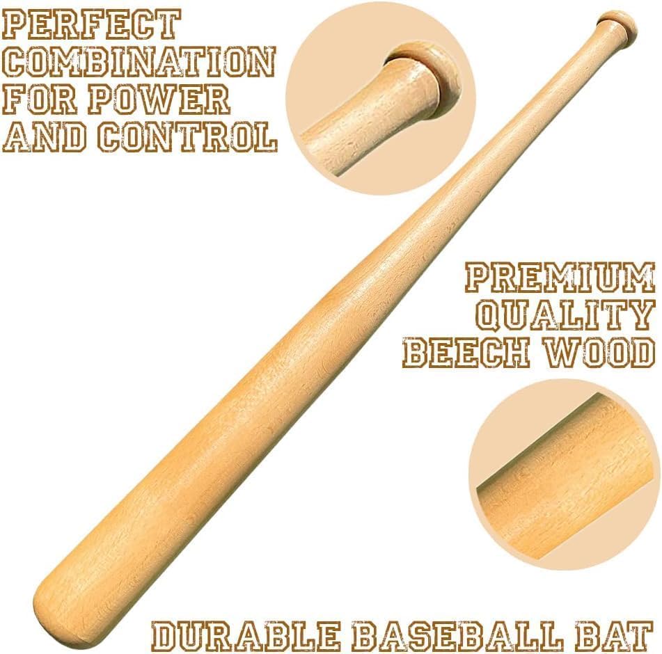 KOTIONOK Genuine Solid Beech Wood Baseball Bat - 27" 29" 31" Youth Baseball Bats, Tball Bat, Weight Training, Pickup Games for Adult - Classic and Timeless Design