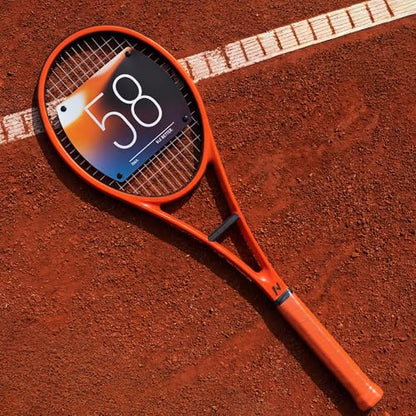 58 sq in Sweet Spot Trainer Tennis Racket, Precision Contact Training Racquet for Cleaner Hits, Timing and Control, Ball Machine and Repetition Practice, Match-Transfer Training Racket - color: Ember
