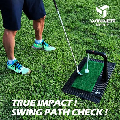 WINNER SPIRIT Real Swing 300 Golf Swing & Hitting Trainer, True Impact, Checking Path After Swing Practice Mat Groover Training Aid, Height Adjustable