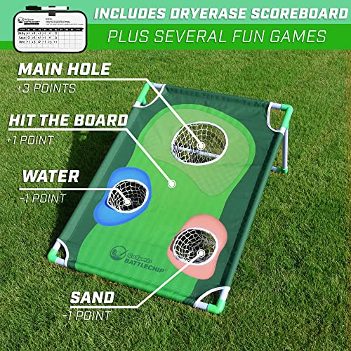 GoSports BattleChip Backyard Golf Cornhole Games – Includes Targets, Chipping Mats, Foam Golf Balls, Scorecard and Carry Case - style: BattleChip Classic