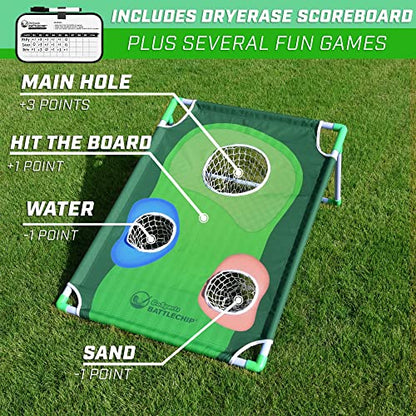 GoSports BattleChip Backyard Golf Cornhole Games – Includes Targets, Chipping Mats, Foam Golf Balls, Scorecard and Carry Case - style: BattleChip Classic