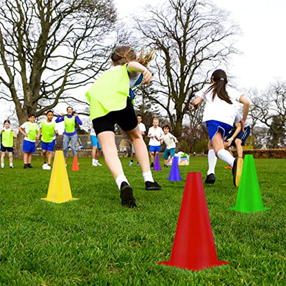 Hoteam 30 Pieces 9 Inch Traffic Cones Plastic Sport Agility Training Safety Cones Soccer Practice Equipment for Basketball Football Drills Exercise, Outdoor Activity and Events