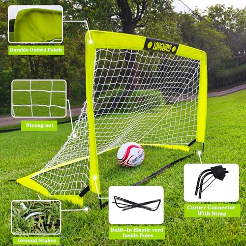 LOMGWAYS Soccer Goal – Foldable Frame Net for Kids + Youth – Indoor + Outdoor Soccer Goal with Carry Bag – Easy Set up – Multiple Sizes for Practice & Games - size: 2x2.6FT(Size 1 Ball)Green