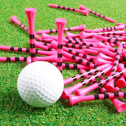 Bright Pink Golf Tees Wood 1 1/2" 2 1/8" 2 3/4" 3 1/4" Value 500/1000 Pack with Consistent Height Design, High Visibility Tees with Stripes & Stable Launch - size: 500Count(2 3/4 Inch)