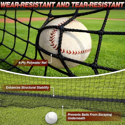 Batting Cages for Backyard - 22x10x10 ft Softball & Baseball Batting Cage Net with Zipper Door 4-Ply Anti-Tear Netting Batting Training Cage with Sturdy Steel Frame for Outdoor Indoor Use