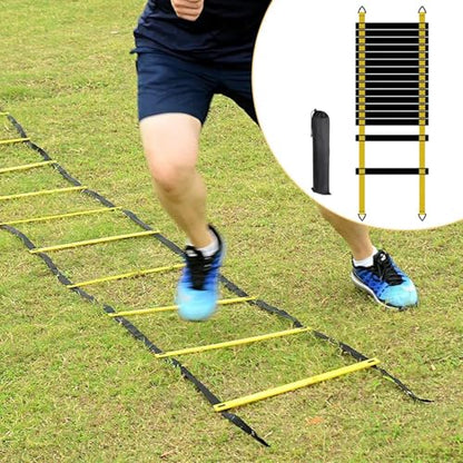 Sports Agility Ladder Set - Portable Speed Training Equipment, Carry Bag Durable Flat Rungs Adjustable Design for Quick Footwork Coordination Balance and Reaction Training for Athletes Soccer