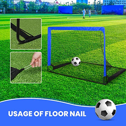 YSSOA 2 Set 4'x3' Portable Soccer Goals for Backyard Pop Up Folding Soccer Net with Carry Bag, Perfect for Youth, Adult, Games or Practice