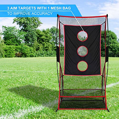 Football Kicking Cage - Portable Football Punting Practice Net with 3 Target Cloth - 3x6FT Sports Field Training Set for Youth Kickers & Adults