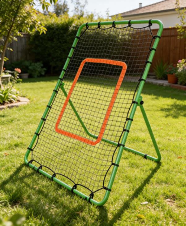 Volleyball Rebounder Net 7x4 FT, 5 Angle Adjustable, High-Tension PE Net with Steel Frame for Soccer Baseball Lacrosse Training
