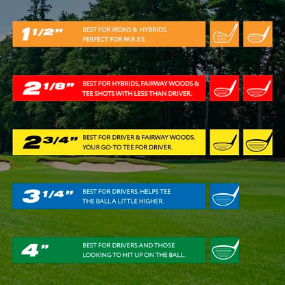 PrideSports PTS Wood Golf Tees | 75 Count, 3-1/4 Inch | #1 Wood Tee on Tour | Best for Drivers & Woods