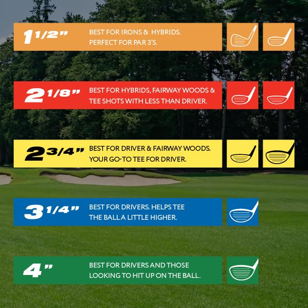 PrideSports PTS Wood Golf Tees | 100 Count, 2-3/4 Inch | #1 Wood Tee on Tour | Best for Drivers & Woods