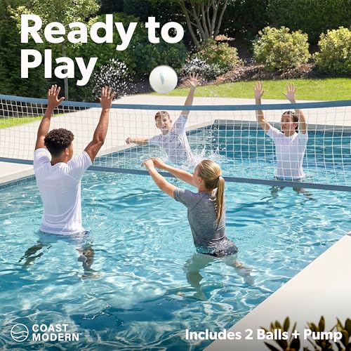 Coast Modern Pool Volleyball Net - Premium Volleyball Pool Game Set for Adults & Family - Accessories Included
