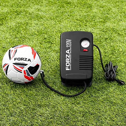 FORZA Electric Ball Pump [120V] - Quick & Easy Soccer Ball/Tyre Inflation | Triple Pressure Gauge (PSI, KPA & BAR) - US, UK, EU Adapter Included | Flexible Hose