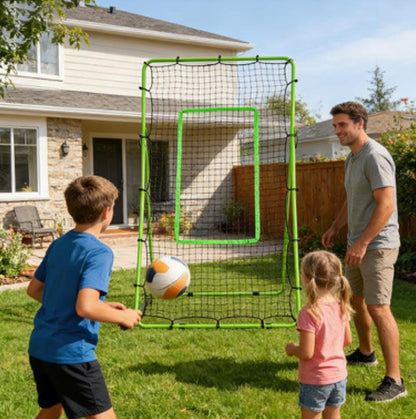 Volleyball Rebounder Net 7x4 FT, 5 Angle Adjustable, High-Tension PE Net with Steel Frame for Soccer Baseball Lacrosse Training