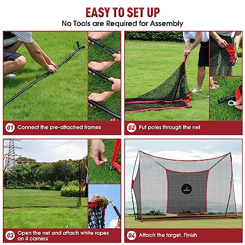 Golf Practice Net - Heavy Duty Driving Range Net with High Impact Chipping Target, Include Carry Bag and Golf Balls for Indoor Outdoor - style: 10' x 7' Net (Black)
