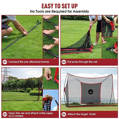 Golf Practice Net - Heavy Duty Driving Range Net with High Impact Chipping Target, Include Carry Bag and Golf Balls for Indoor Outdoor - style: 10' x 7' Net (Black)