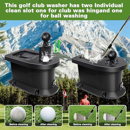 Golf Cart Ball Washer and Club Cleaner Kit with Mounting Bracket, Golf Ball Washer Cleaner for EZGO, Club Car, Yamaha, Advanced EV, Star EV, Universal & Detachable