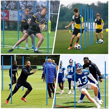 Agility Training Poles Equipment Soccer Training Equipment Includes 6 Agility Poles,Agility Ladder, 10 Soccer Cones,Jump Rope for Speed Training, Soccer Training, Basketball Athletes & Kids - color: Blue