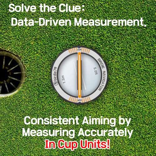Birdie Navigator Golf Putting Alignment Tool - Specialized for 5ft Short Putts - Precision Ball Marker with Green Reader & Putting Mirror - Measure Aim in Cup Units Magnetic Hat Clip Included(Silver)