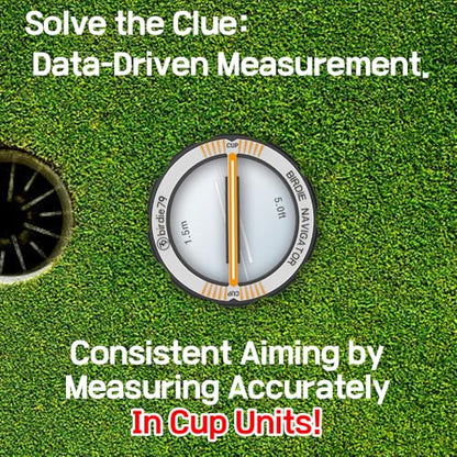 Birdie Navigator Golf Putting Alignment Tool - Specialized for 5ft Short Putts - Precision Ball Marker with Green Reader & Putting Mirror - Measure Aim in Cup Units Magnetic Hat Clip Included(Silver)
