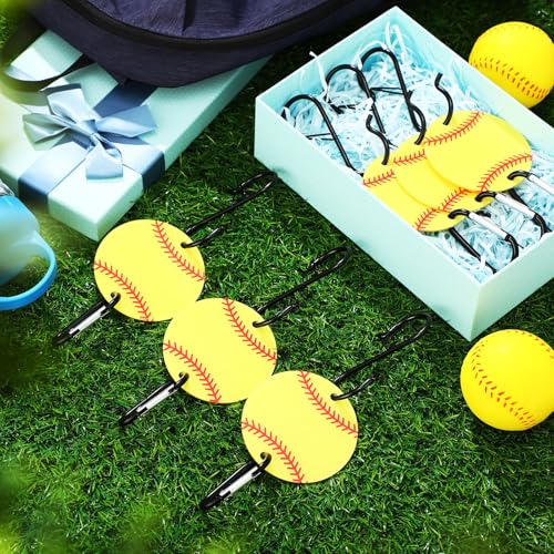 CroBlissful 6 Pcs Bag Hook for Fence Baseball Football Basketball Tennis Team Gifts Bag Clip Sports Backpack Buckle with Acrylic Board for Bat Water Bottle Player Lover Gifts - color: Softball