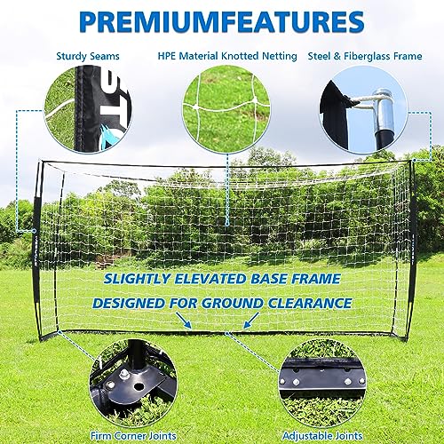 Storgem Soccer Goal,Soccer Net,Soccer Goals for Backyard,with Bow Frame,Collapsible Metal Base and 15 Training Cones