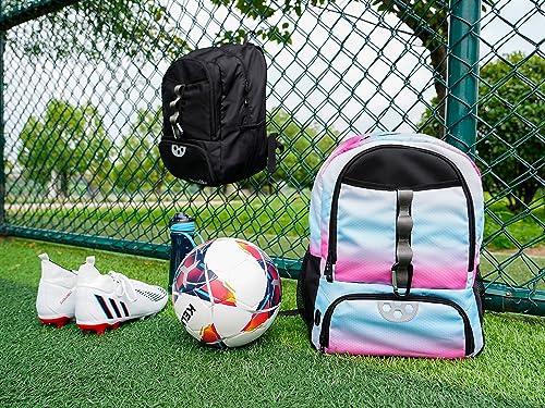 Youth Soccer Bag, Soccer Backpack for Football Volleyball Basketball, Backpack with Ball Compartment and Ball Holder - color: Black