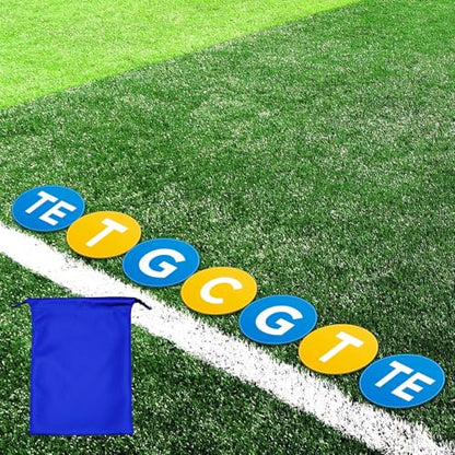 Fuyoooo 7 Pcs Football Lineman Split Marker Players Floor Spot Markers Playing Field Marking Equipment Alignment Offensive Defensive Positions Dots for Drills and Training Teaching Classroom, 6 Inch