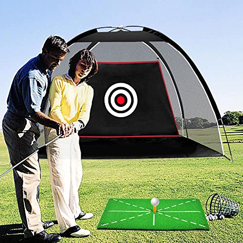 Black Golf Practice Set With Net, Hitting Mat, Target Cloth and Carrying Bag for Backyard Driving - style: Golf Net 6.6x4.4 FT