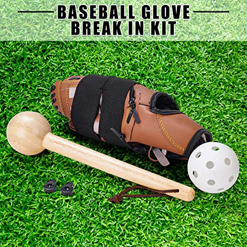 Baseball Glove Break-in kit for Men & Adult, One-Piece Structure Baseball Glove Mallet, Baseball Mitts Wooden Shaping Hammer, Softball Glove Wrap Band, Plastic Practice Ball & Glove Locks - style: Break-in kit