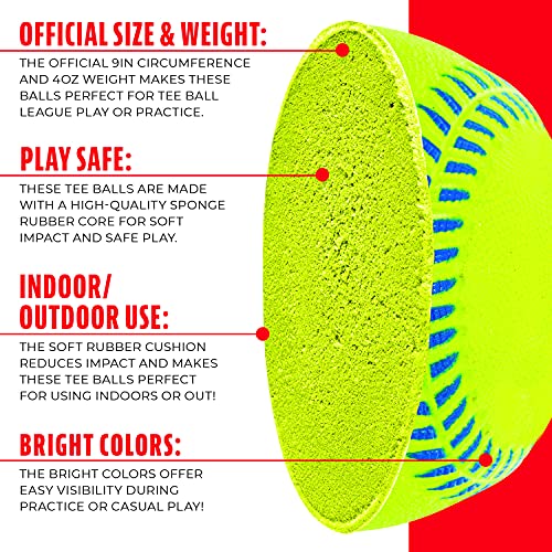 Franklin Sports - Pro Brite - Neon Rubber Teeball - MLB - Youth Tball - Baseball + Softball - Indoor & Outdoor Use - style: 3 pack