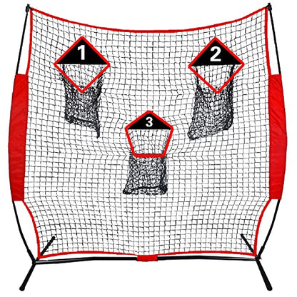 Football Throwing Net - 6x6 FT Portable Training Net with 3 Target Pockets for Improving QB Throwing Accuracy - Outdoor Indoor Teens Adults Practice Gifts