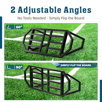 Soccer Rebounder Board, Soccer Wall Rebounder with 2 Angles, Portable Soccer Passing Board with Ground Nails, Soccer Training Equipment for Passing & Shooting Practice