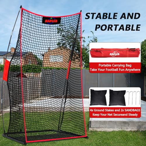 Kapler Football Kicking Net for Field Goals - 4x7FT Portable Football Net with Holder Tee - Sideline Practice for Backyard Skill Improvement