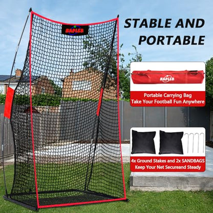Kapler Football Kicking Net for Field Goals - 4x7FT Portable Football Net with Holder Tee - Sideline Practice for Backyard Skill Improvement