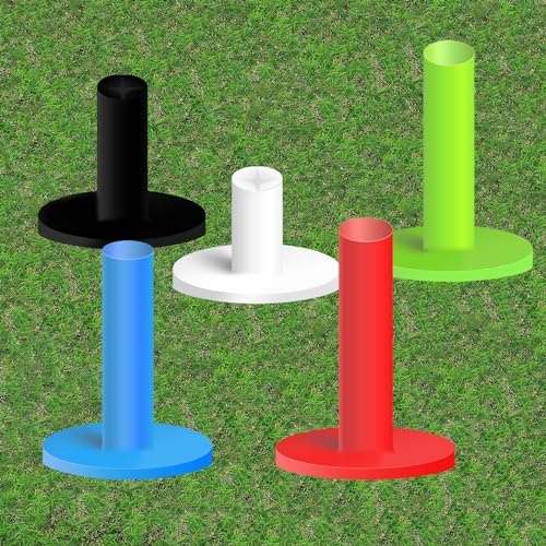 FINGER TEN Golf Rubber Tee Driving Range Value 5 Pack for Indoor Outdoor Practice Mat, Tee Adaptor Size 1.5’’ 2.0’’White Black Tee Holder Set for Hitting Mats - style: Multicolor 5 Pack(1.5, 2.0, 2.75, 3, 3.13)
