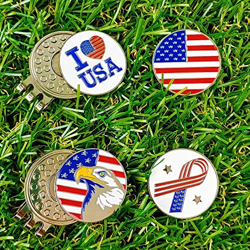 Golf Ball Markers with Hat Clips Value Sets for Men Women Golfer, Removable Attaches Easily to Golf Cap Premium Gifts - color: Composited 01