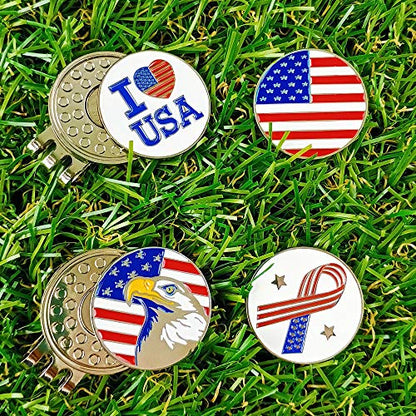 Golf Ball Markers with Hat Clips Value Sets for Men Women Golfer, Removable Attaches Easily to Golf Cap Premium Gifts - color: Composited 01