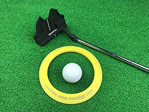 MAZEL Golf Putting Cup/Ring for Training Aid Indoor & Outdoor - All-Direction Practice Hole Putting Accuracy Trainer - color: Yellow Ring