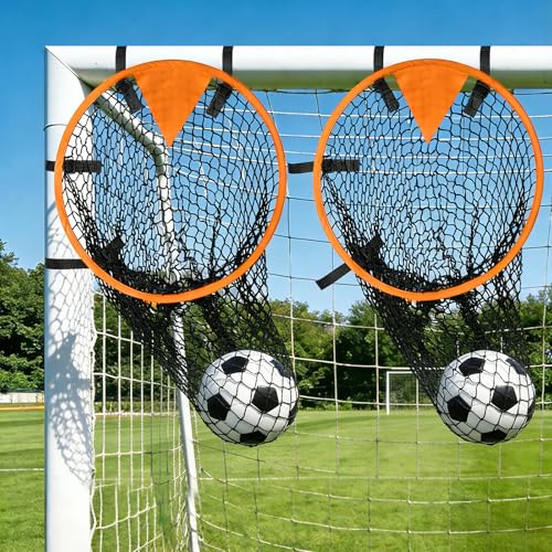 Soccer Goal Target 2 Pack, 17-Inch Top Bins Corner Shooting Accuracy Trainer – Carbon Fiber Frame, Easy Attach & Detach, Portable with Carry Bag, Soccer Training Equipment for Teens & Adults - color: orange