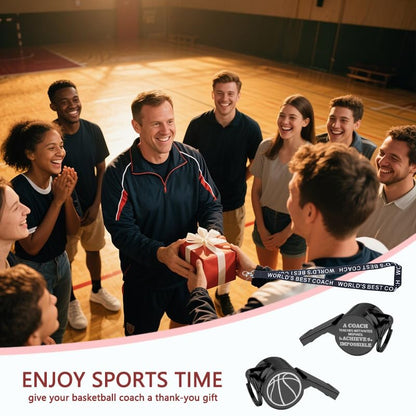 Sisadodo Best Coach Whistle with Lanyard Basketball Football Referee Coach Teacher Appreciation Gifts Lifeguard Whistle - color: black-basketball