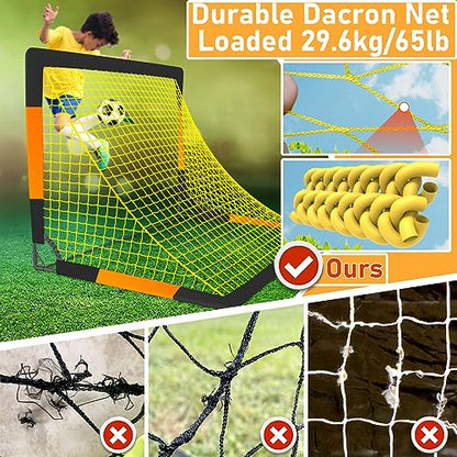 Happy Jump 7x5' & 5x3.6' Portable Soccer Goals for Kids Ages 6-14, Weatherproof Net and Steel Frame for Backyard Fun and Outdoor Training, Quick Setup and Sturdy for All Weather Conditions - style: 4x3 FT, 2 Set