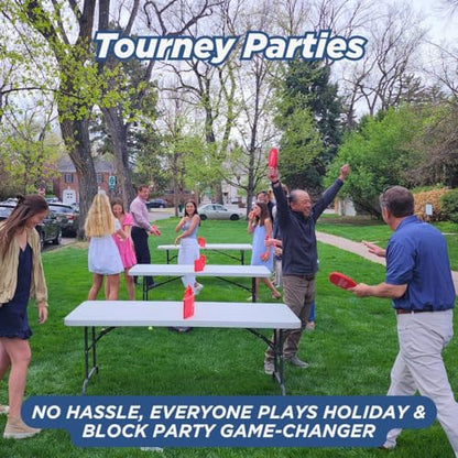 Ping Pong, Reinvented | Any Surface, Indoor or Outdoor Portable Paddle Sport| 3-Speed Foam Balls, 4 Premium Paddles, Free-Standing Net, Carry Bag: Whisper Quiet, 60-Sec Setup