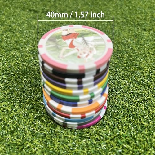 Golf Ball Marker Poker Chips, 12 Styles Funny Collection Ball Marker Set for Women Men Gift Accessories, 1.57 Inches