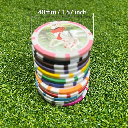 Golf Ball Marker Poker Chips, 12 Styles Funny Collection Ball Marker Set for Women Men Gift Accessories, 1.57 Inches