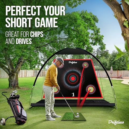 Golf Net – 10x7 ft Practice Net for Backyard Driving, Indoor Hitting Net with Mat, A Great Gift for Golfers or Dad – Golf Training Aid